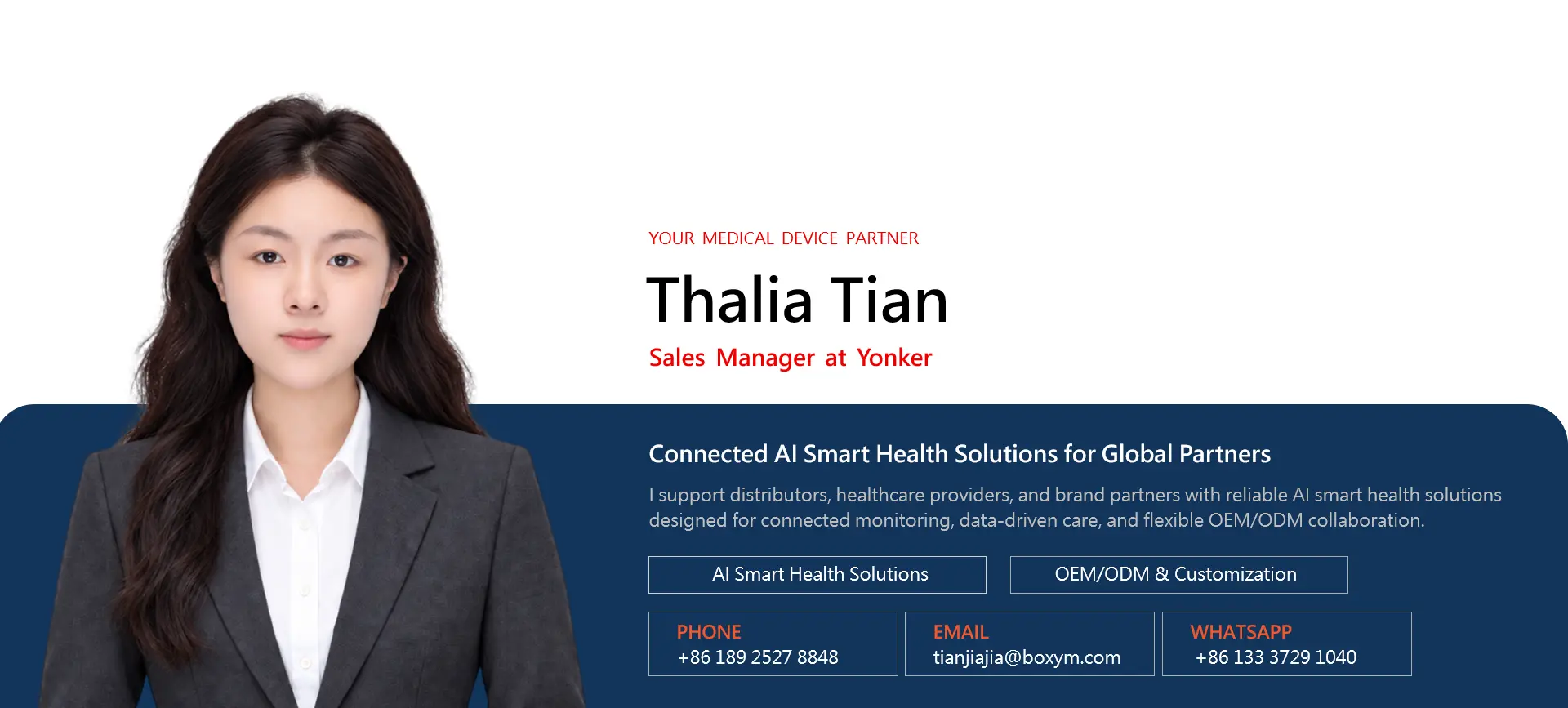 Thalia Tian, Sales Manager at Yonker